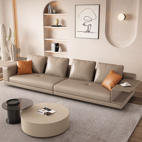 Luo Xuan Simple Leather Living Size Apartment, современная простота Cowhide Connellite Подвесное диван три человека