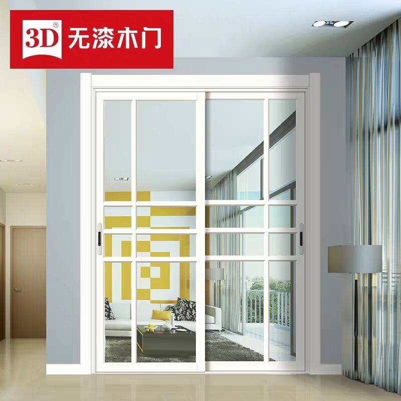 3D wooden door titanium magnesium alloy silent sliding door Y-6338