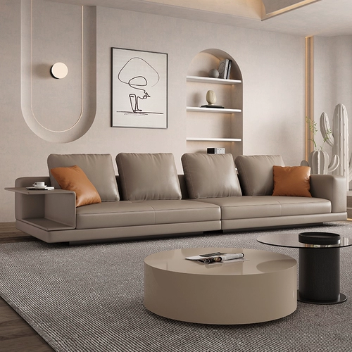 Luo Xuan Simple Leather Living Size Apartment, современная простота Cowhide Connellite Подвесное диван три человека