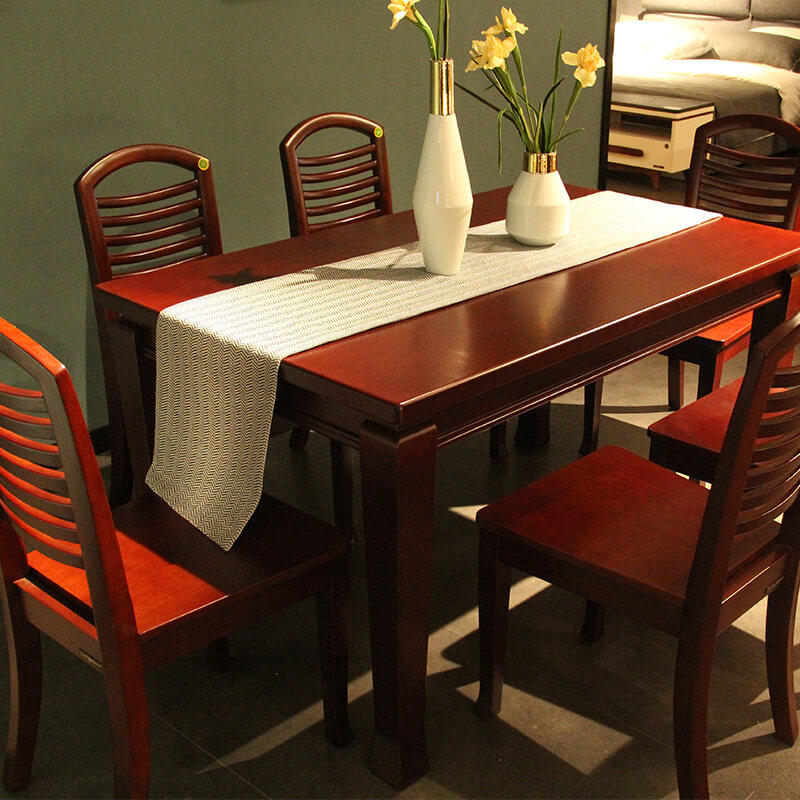 Full Friend Home Solid Wood Marble Countertop Teak Color 1 4 m Dining Table 1 Table 6 Chair 8550 Series Surprisingly Home