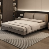 佐慕 Ушная кровать слона итальянская легкая роскошь 2025 Новая главная спальня спальня спальня двуспальная кровать сплошной дерево мягкая кожаная кровать