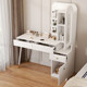 Wangkabe Cream-Style Dressing Table for Bedroom, Modern Minimalist Small Apartment Vanity Desk with Mirror and Integrated Storage Cabinet
