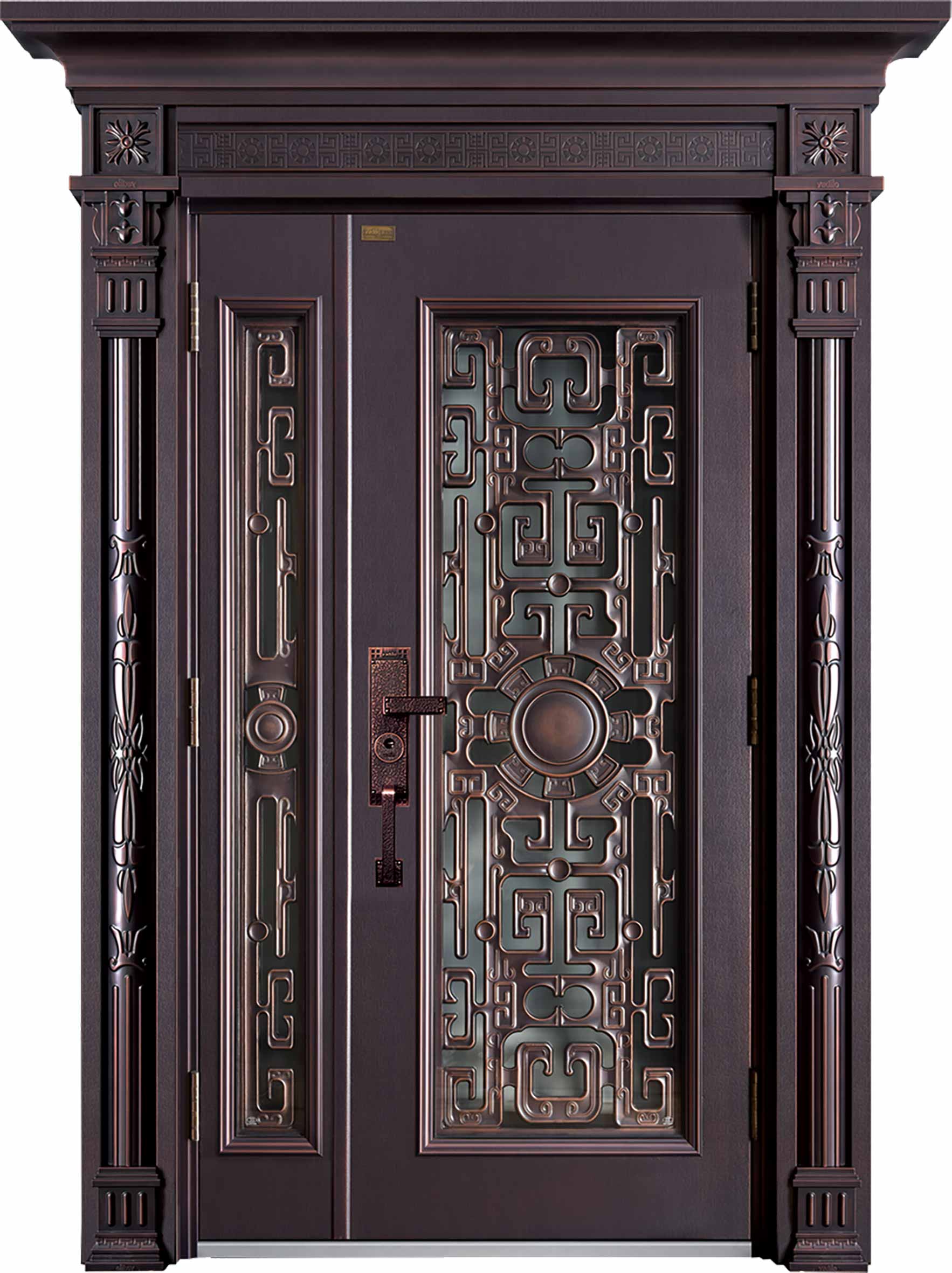 Elegant Music steel security door with window breathable GB-B-TM ancient dragon door flower