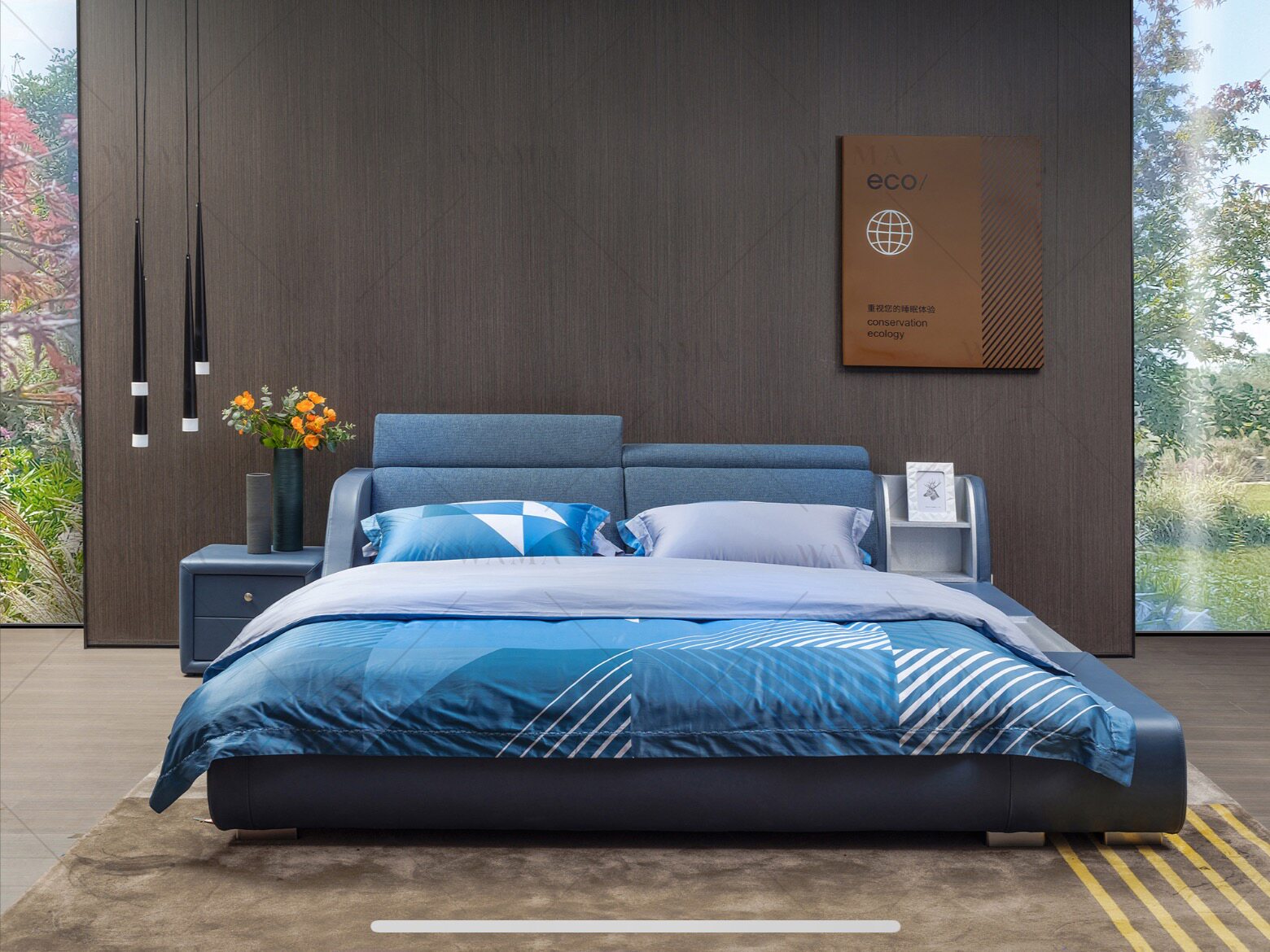 Bedroom sleeping with modern extremely simple cloth art tatami function containing soft bed storage double washable 8010B