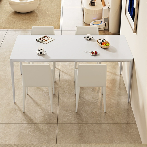 毕斐尔 Чисто белый обеденный стол из сланца Inno, минималистичный белый стол из алюминиевого сплава, маленькая квартира, современный простой кремовый стиль