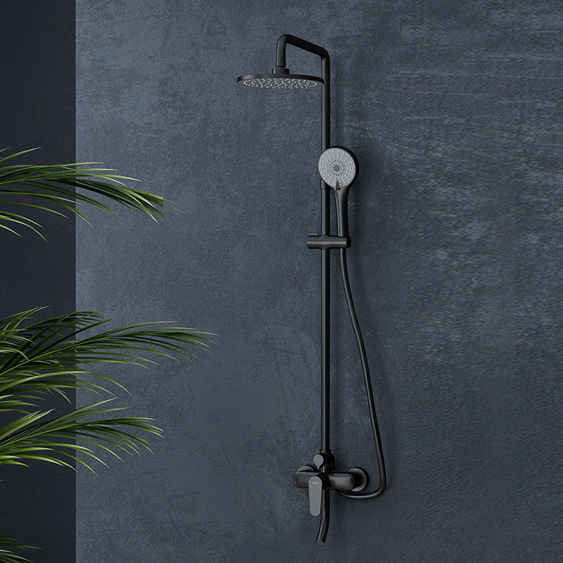 Hengjie all-copper black square shower shower kit home supercharged large shower shower head bathroom faucet