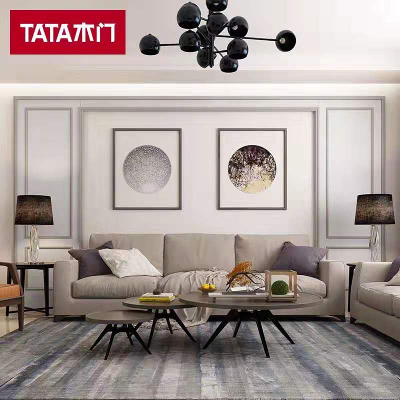 TATA wooden door TV living room background wall simple modern paint city No. 10 package (820) AN