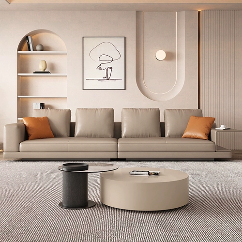 Luo Xuan Simple Leather Living Size Apartment, современная простота Cowhide Connellite Подвесное диван три человека