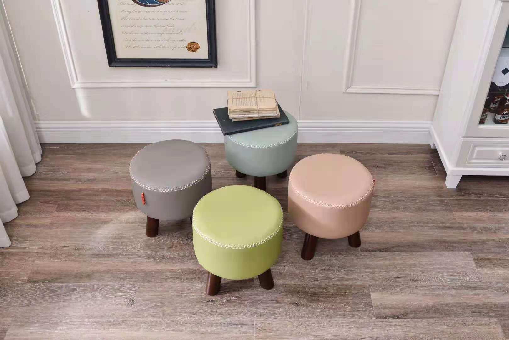 Gu family home D-802 genuine leather stool triangular stool self-mention