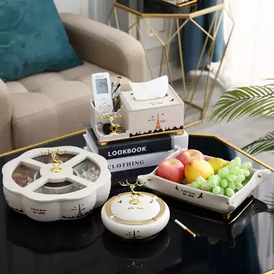 Modern simple home decoration utensils living room dining room creative household fruit tray tissue box tea table soft decoration