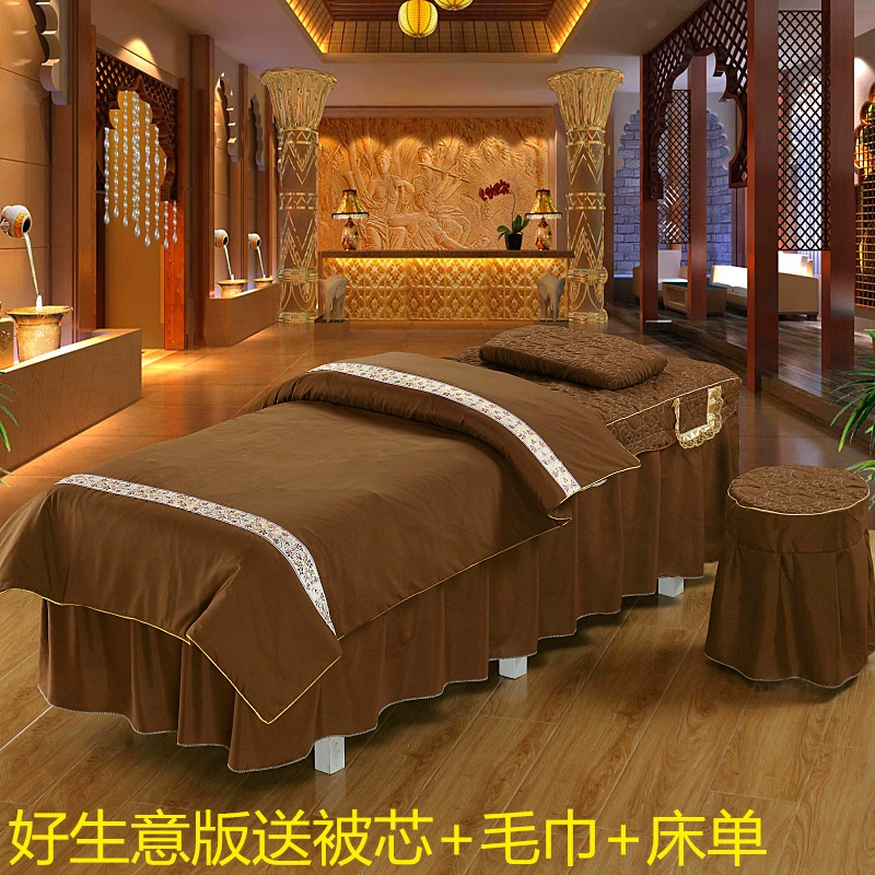 Beauty massage giường gia đình bedspread bedspread bốn đầu vuông tròn jacquard satin chăn trải giường đẹp - Trang bị tấm tìm mua ga phủ giường spa