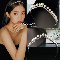 New style simple temperament bridal rhinestone pearl crown tiara wedding dress accessories princess birthday party headband