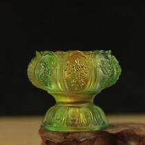 Tantric water supply Cup for Buddha Cup Buddhist supplies eight auspicious Cup Crystal colorful glass water supply Bowl single