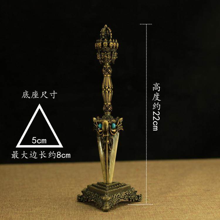 Pure copper magic scorpion Puba pestle Buddha with Tantric copper descending magic pestle three-sided Puba pestle handmade Vajra pestle large