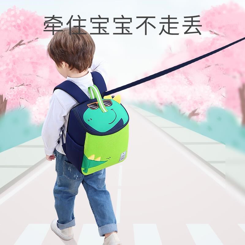 School bag Children's kindergarten boys 1-3-5 years old female baby cute cartoon wave baby double shoulder bag 2