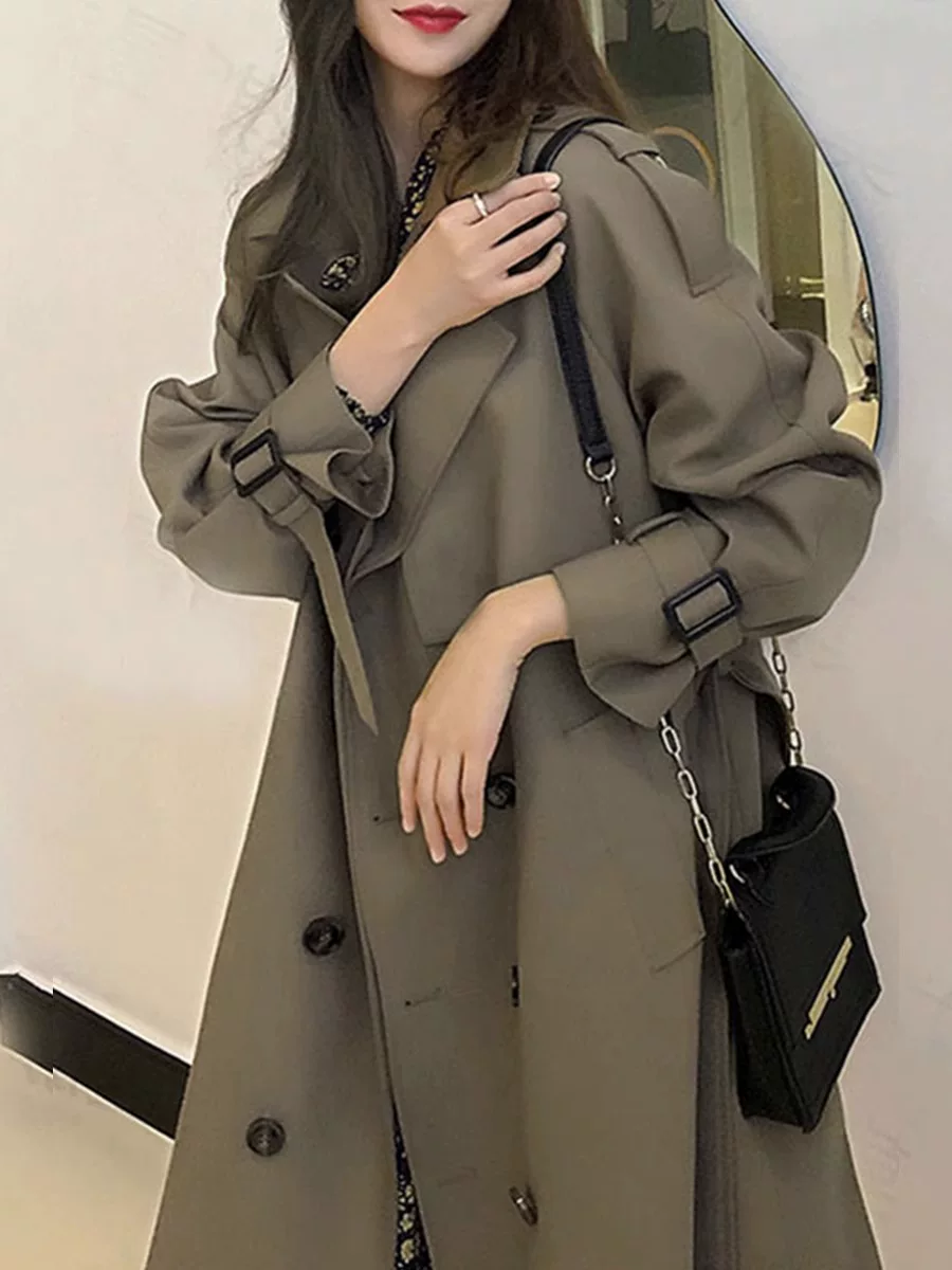 Тренчкот, просторная куртка, mid-length, для подростков, британский стиль, высококачественный стиль