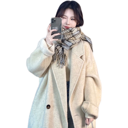 Демисезонное длинное шерстяное пальто, увеличенная толщина, средней длины, в корейском стиле, изысканный стиль, подходит для подростков
