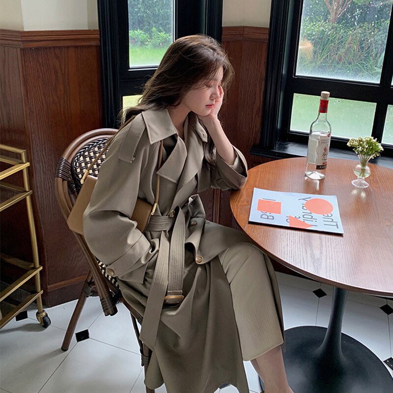 2021 New wind coat jacket female spring and autumn in the middle of the long version of this year's popular high-end great clothes senior sense Inn Wind