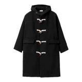 Черное зимнее шерстяное пальто с капюшоном, коллекция 2023, подходит для подростков