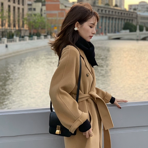 Шерстяное зимнее длинное шерстяное пальто, коллекция 2022, в корейском стиле, подходит для подростков, средней длины, свободный крой