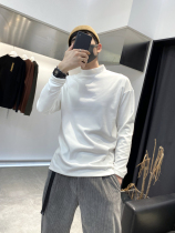 2021 Autumn Winter New Mens Fashion Pure Color Half Height Collar Long Sleeves Bottom Warm Comfort Tide Casual Workout Thickened T-Shirt