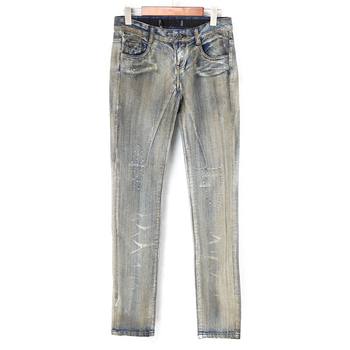 [Cut]Old-Style Casual Spring Distressed Biker Pants, Washed Dirty Pants, Classic Calf-Length Pants, Jeans 5073736