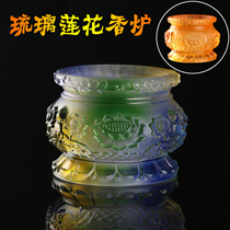 Glazed lotus incense stove for a Buddhist round mouth incense stove line fragrant sandalwood stove Buddha with a smoked incense stove for home Buddha