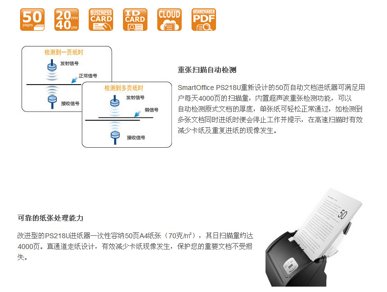 Plustek Lean SmartScript PS218U Máy quét hai mặt tốc độ cao Tự động cho ăn màu - Máy quét