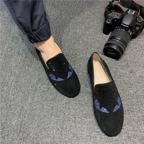 European Station 2022 New genuine leather water drill bean shoe mens social spirit Small group Lefoe shoes Little monster trends