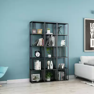 Wrought iron simple bookshelf floor simple living room Multi-Layer Display rack office shelf bookcase partition shelf