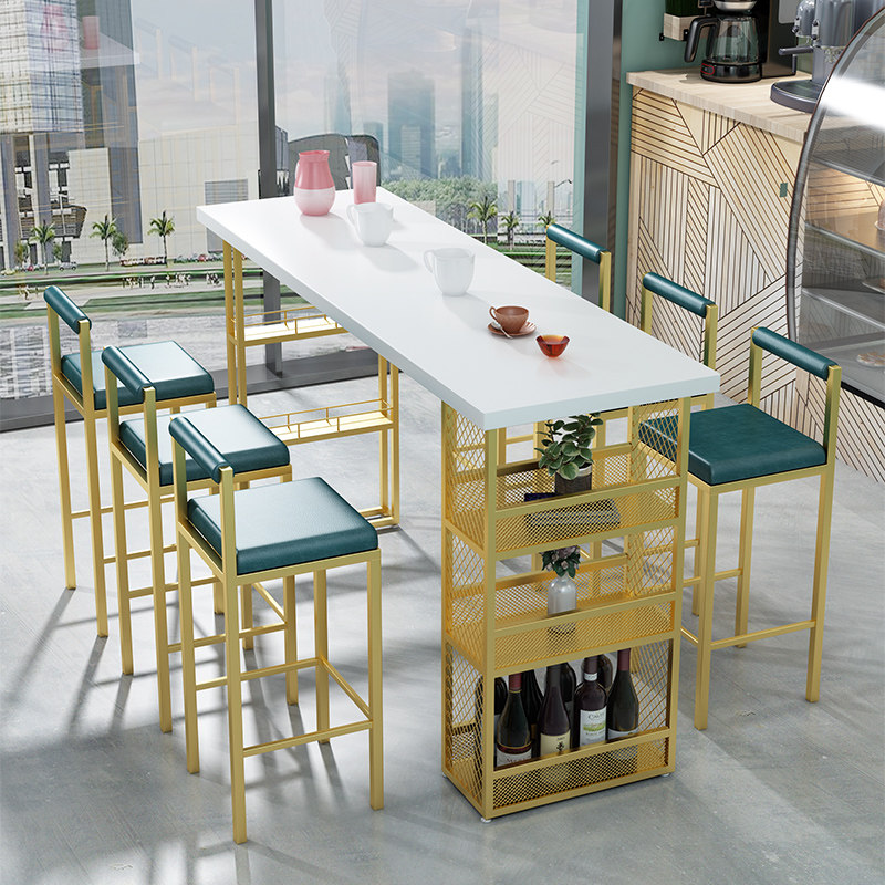 Solid wood bar table Home Balcony Bar table minimalist Milk Tea Shop By Wall Small Long Bar Table Bar High Foot Table And Chairs Combination