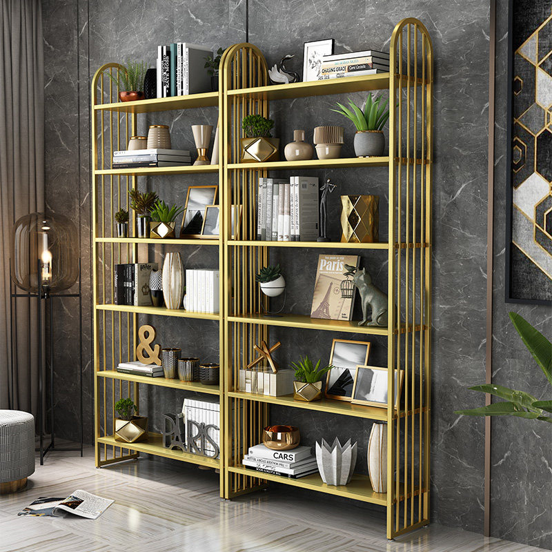 Light luxury iron bookshelf household children's living room with a simple landing office shelf creative display frame