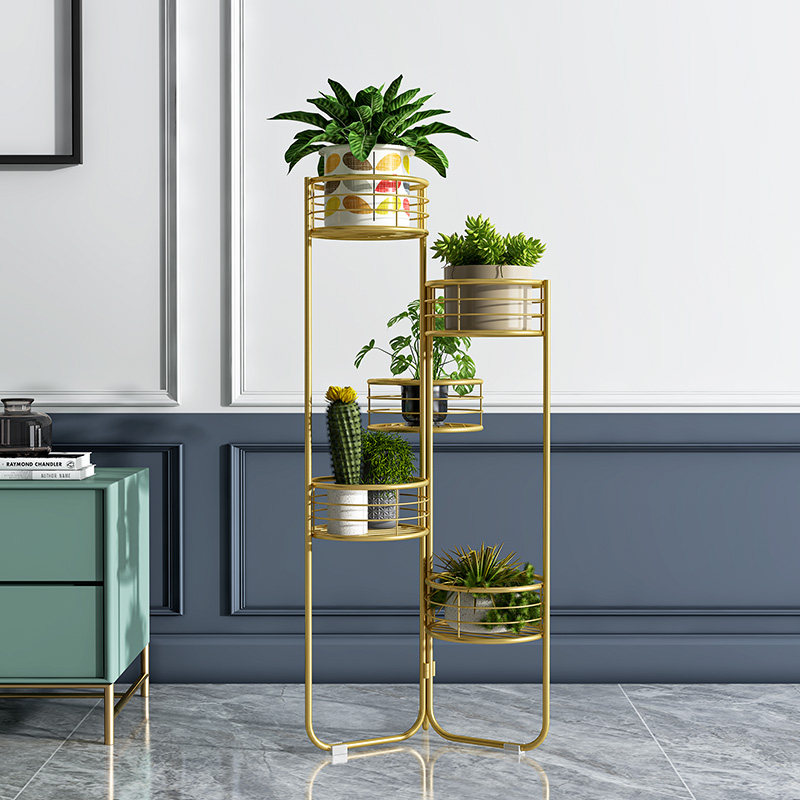 Floor-style home Balcony Shelf interior Living room Multilayer flower shelf Multi-meat Decorative Flowerpots Shelf Iron Art Fancy Shelf