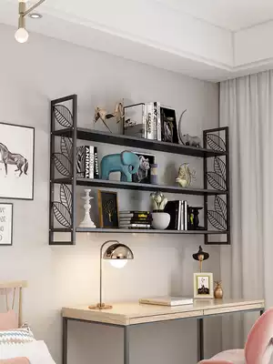 Wrought iron wall bookshelf bedroom plywood plate frame Nordic wall cabinet living room wall hanging wall shelf