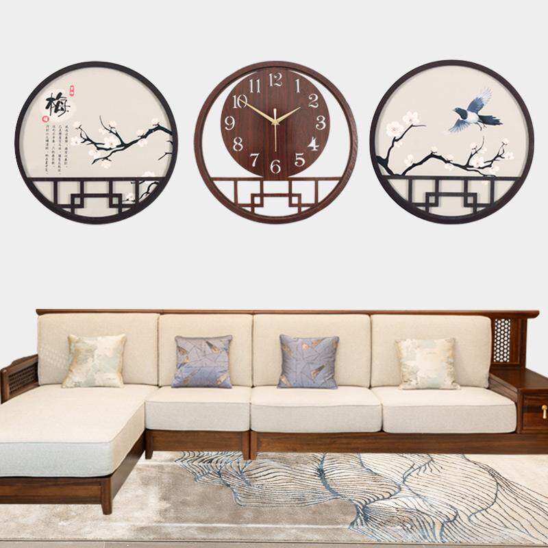 New Chinese style watches and clocks hung in the living room Chinese Wind Home Fashion decoration hanging table Retro creative atmosphere wall-mounted wall clock
