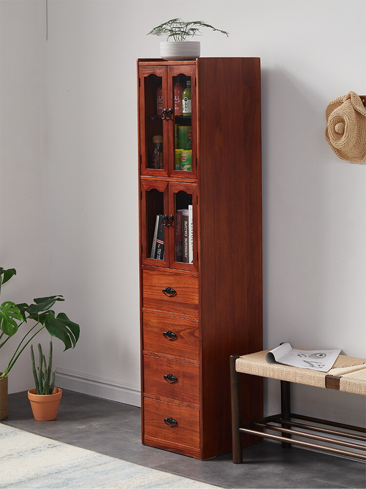 Solid wood 20 25 30cm chest of drawer seam locker locker living room sideboard narrow seam cabinet drawer type storage cabinet
