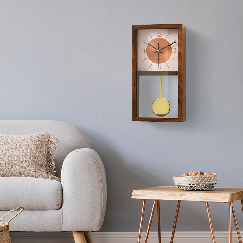 Japanese solid wood wall clock Living room simple creative clock Japanese pendulum clock Nordic wild retro decorative small table clock