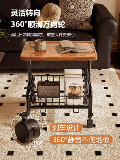日本进口MUJIE沙发边几可移动客厅小推车置物架小茶几家用小桌子