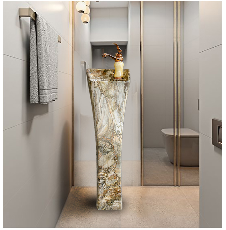 Toilet wash gargle pillar type lavatory basin one simple ceramic basin sink balcony ground contracted