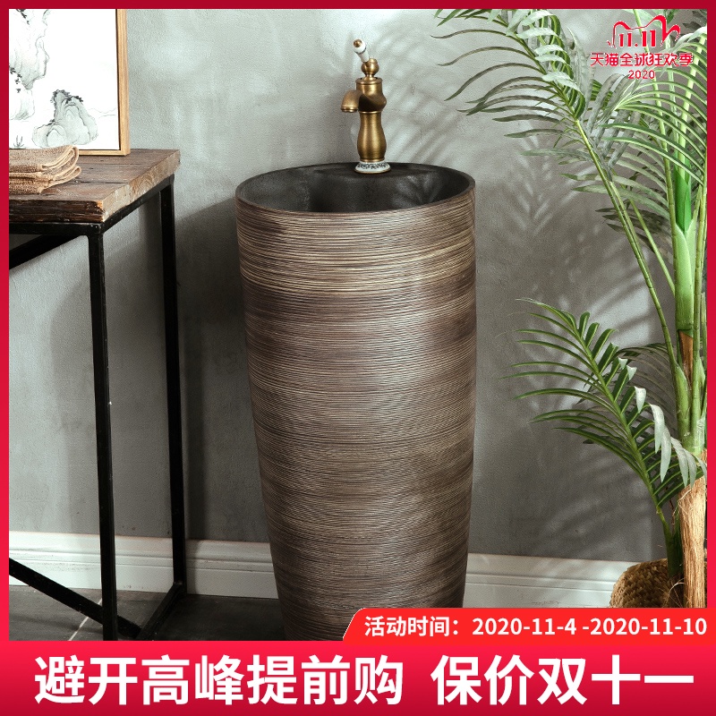 Simple hotel bathroom pillar lavabo ceramic lavatory basin one Simple small floor type restoring ancient ways