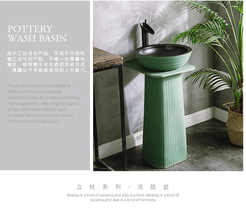 Ceramic column basin courtyard square sink basin one balcony creative pillar type is suing the lavatory household