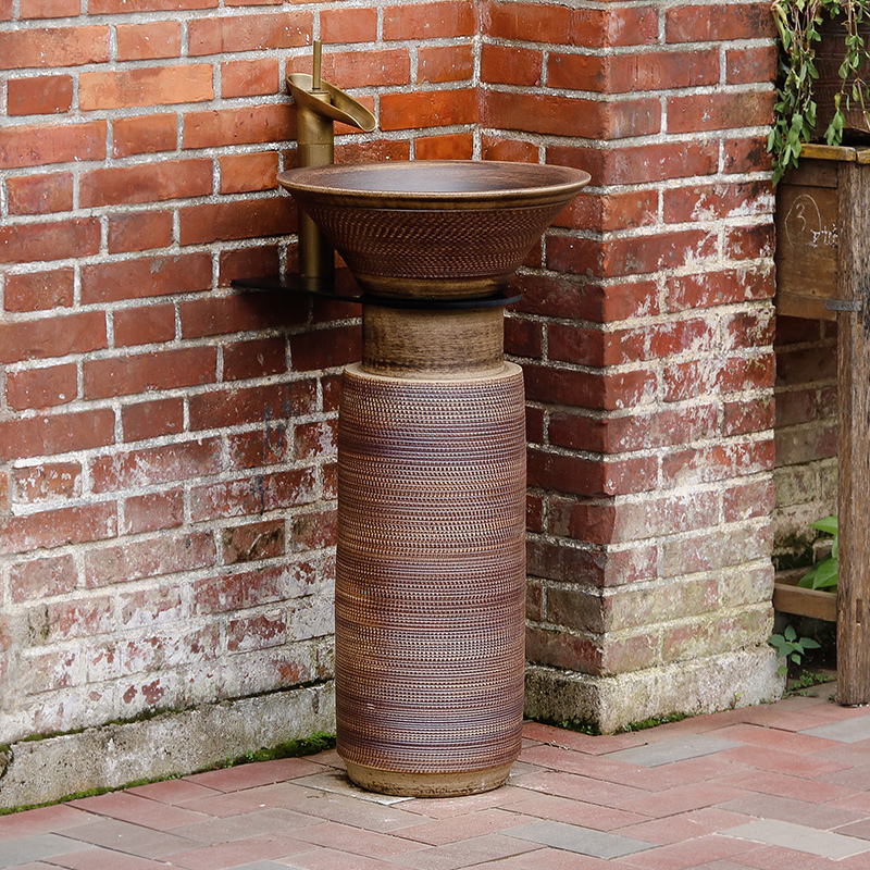 Pillar lavabo pottery basin floor is suing garden industrial integrated wind restoring ancient ways the column basin washing a face basin basin