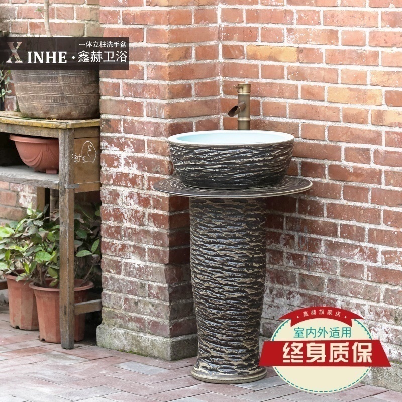 Pillar lavabo ceramics basin indoor toilet balcony ground basin integrated arts column basin of the pool that wash a face