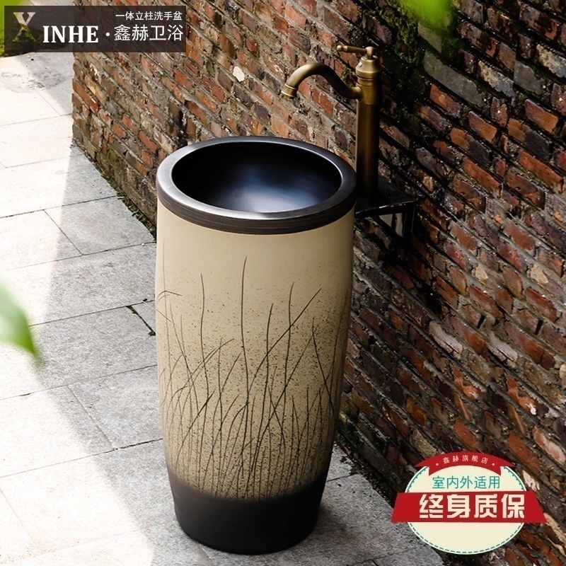 The sink pillar basin ceramic one pillar type toilet lavatory balcony sink basin that wash a face wash basin