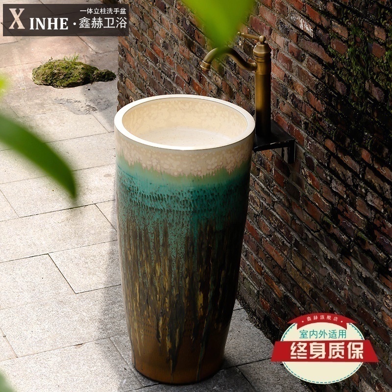 The sink pillar basin ceramic one pillar type toilet lavatory balcony sink basin that wash a face wash basin