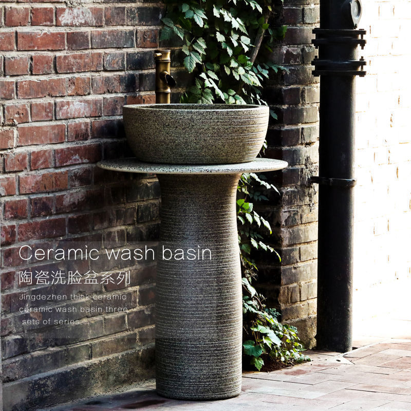 Outdoor wash basin column type washbasin column basin balcony bathroom integrated floor to ceiling pool sill basin patio pool