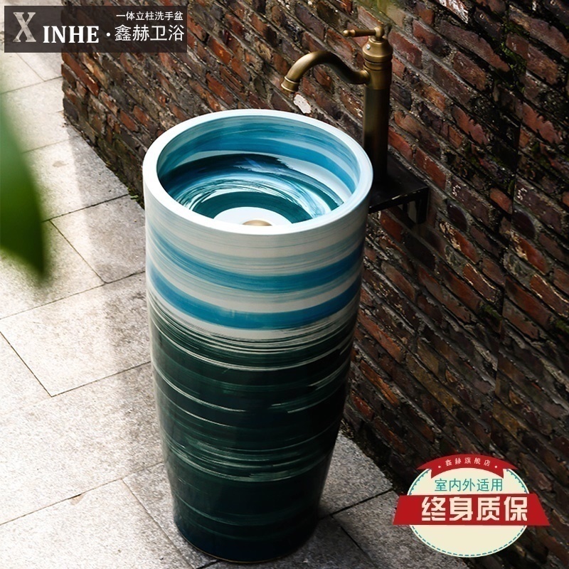 The sink pillar basin ceramic one pillar type toilet lavatory balcony sink basin that wash a face wash basin