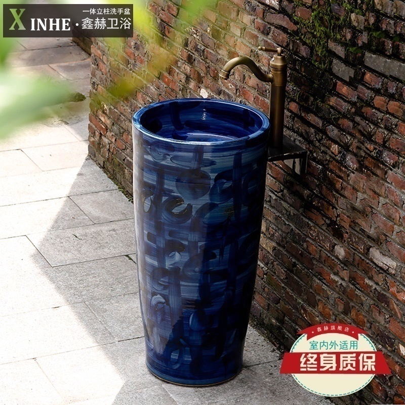 The sink pillar basin ceramic one pillar type toilet lavatory balcony sink basin that wash a face wash basin