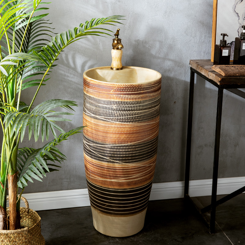 Restore ancient ways is suing basin one courtyard floor pillar lavabo sinks ceramic simple wash one pool