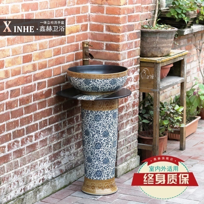 Ceramic pillar lavabo household arts balcony is suing toilet ground integrated basin that wash a face the pool that wash a face basin